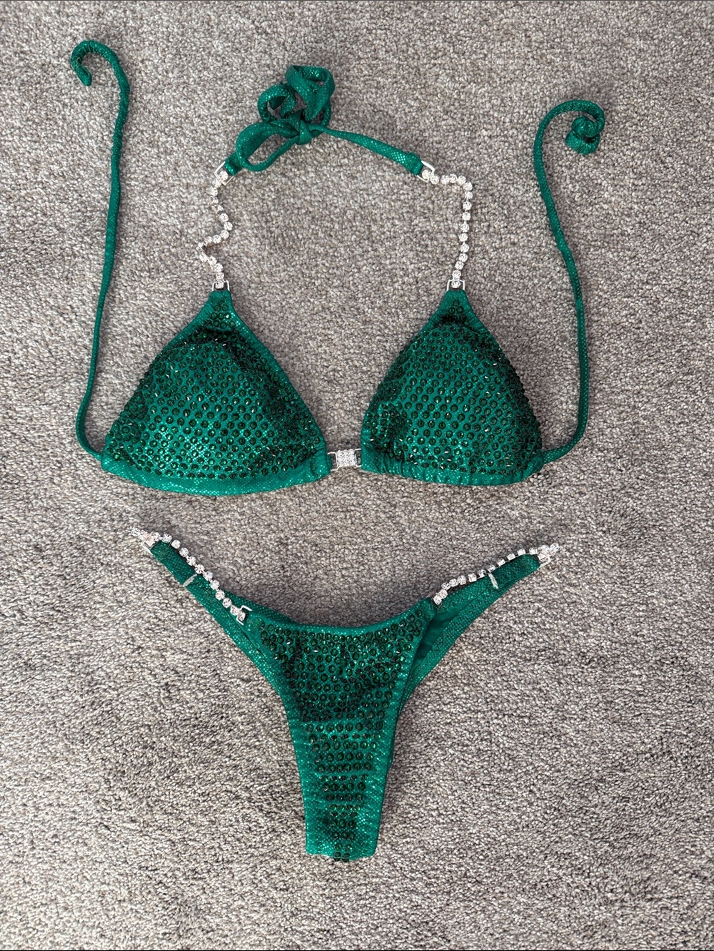 Val’s Emerald Green Competition Bikini. Size M